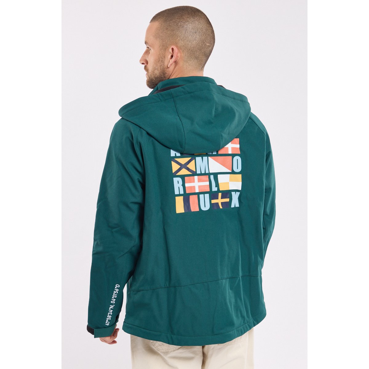 Veste softshell sérigraphiée vert-codes maritimes, ARMOR-LUX
