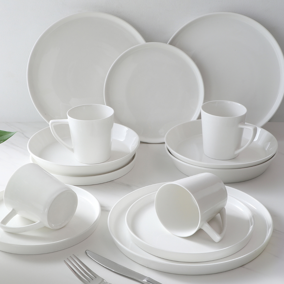 Set de 4 assiettes en porcelaine D20 LOUISE blanc, SIA DECO