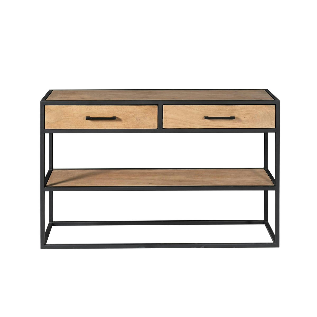 Console d'entrée bois clair 2 plateaux 2 tiroirs RIVANO bois naturel, PIER IMPORT
