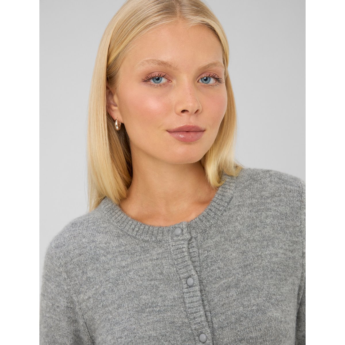 Gilet col rond boutonné gris, BZB
