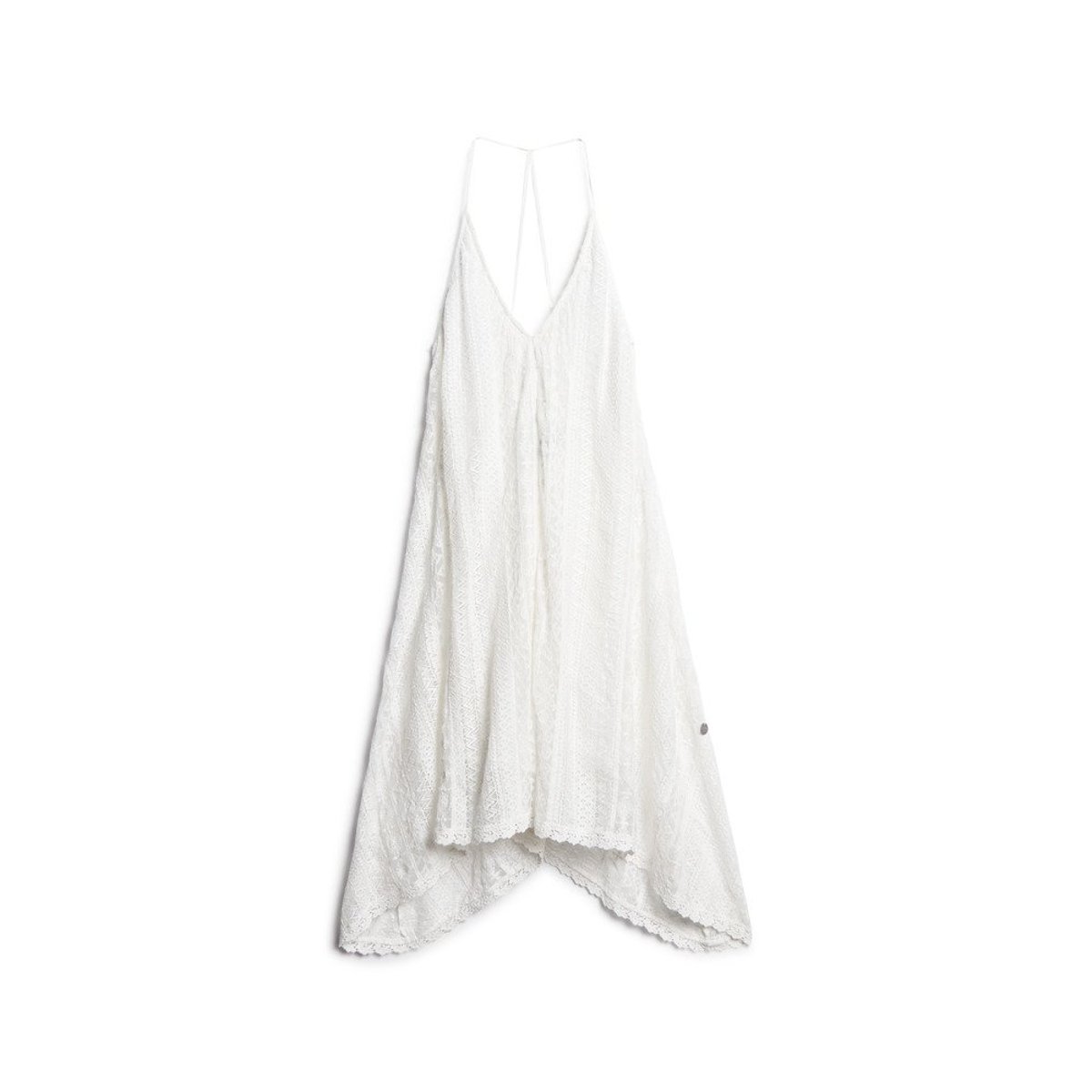 Robe mi-longue en dentelle blanc cassé, SUPERDRY