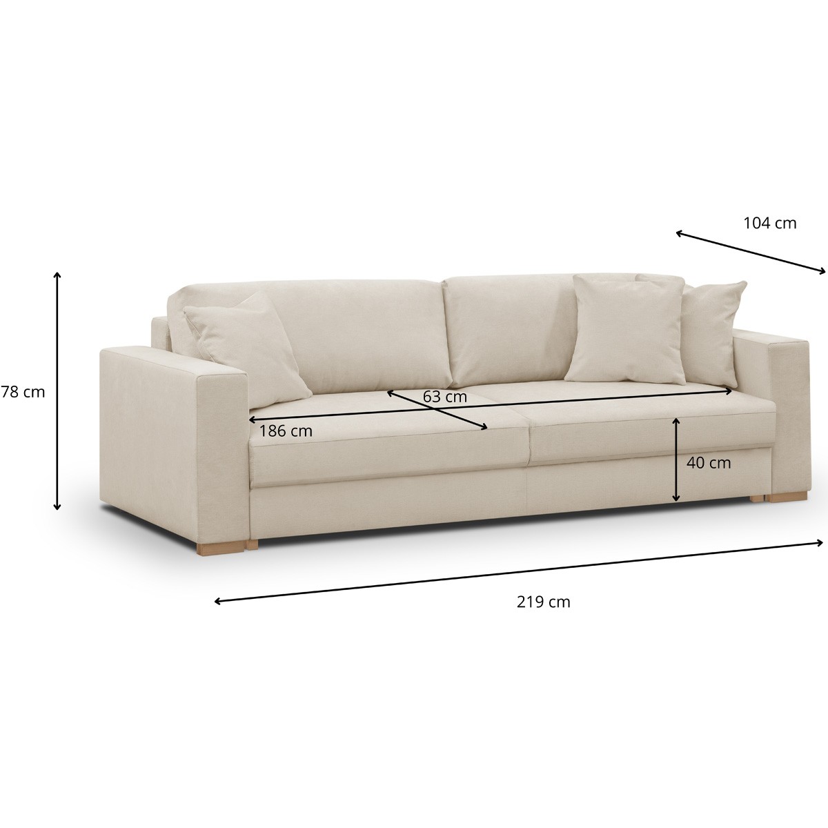 Canapé convertible 3 places en velours côtelé - ROBIN tissu chenille beige, HOMIFAB