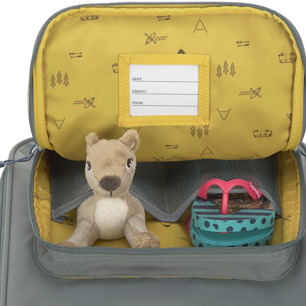 Valise à roulettes Little Gang gris, bleu clair, moutarde, LASSIG