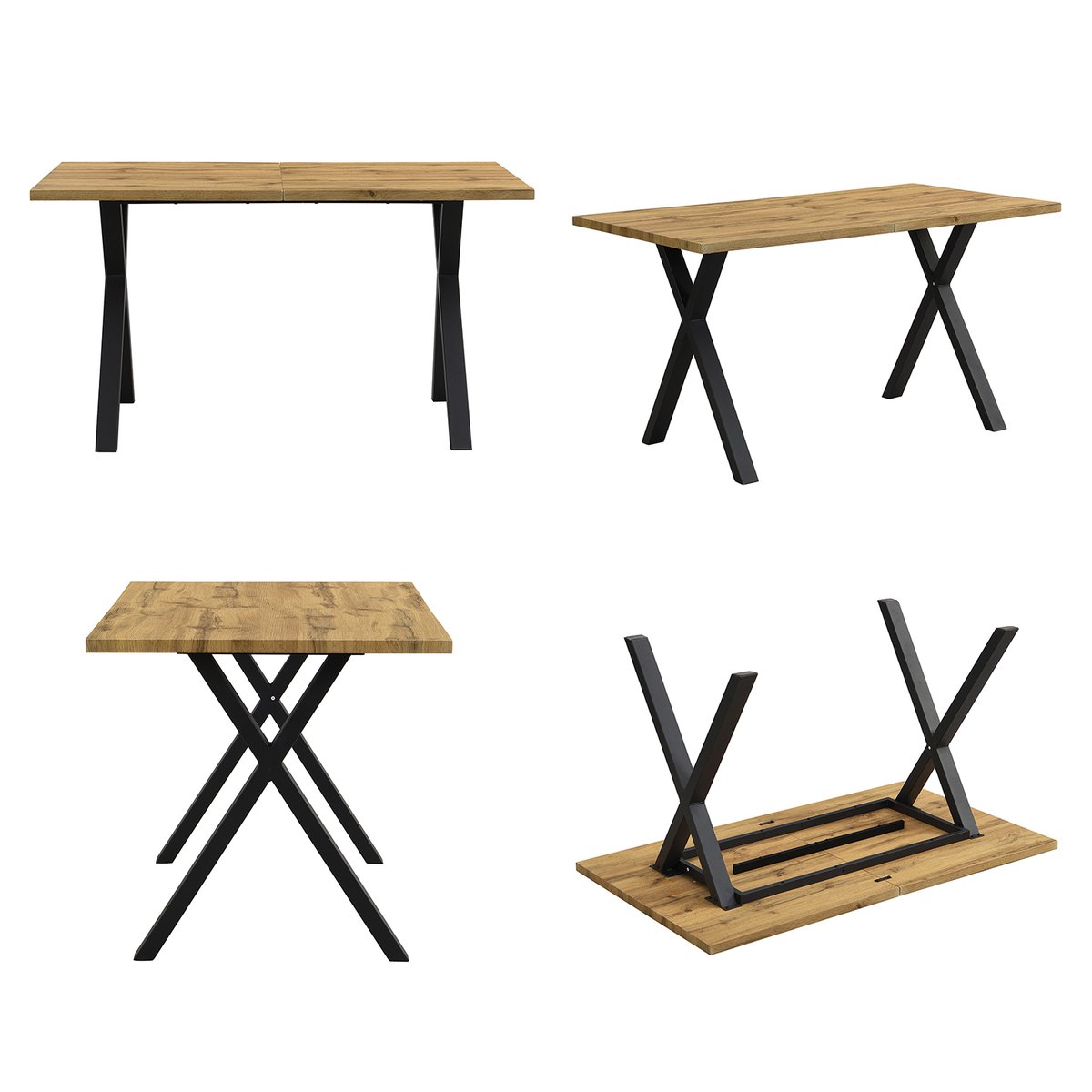 Table à manger rectangulaire style industriel, VEXAD chêne, MEUBLES COSY