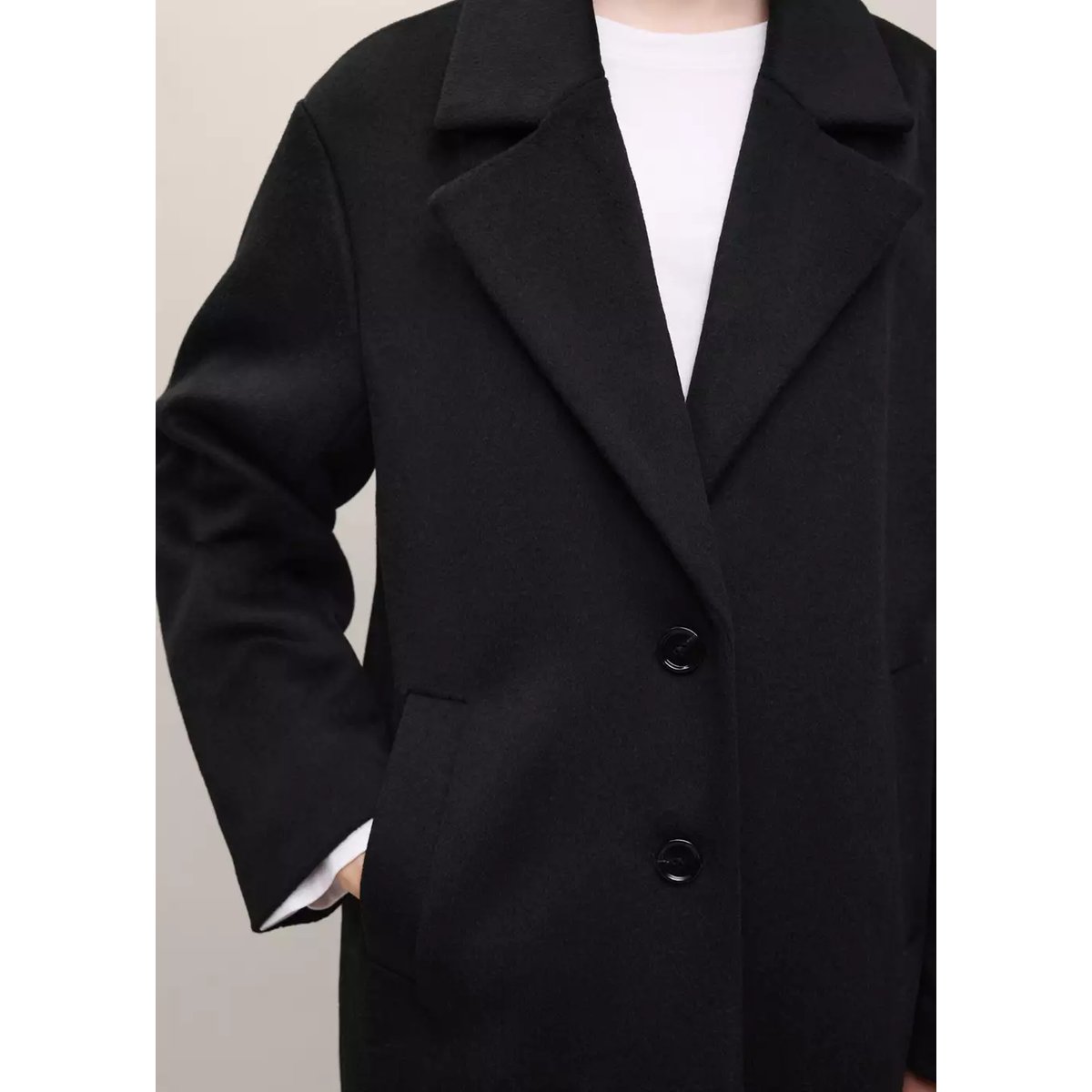 Manteau long en laine noir, MANGO TEEN
