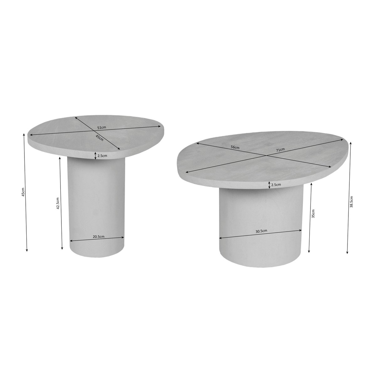 Table basse design organique en bois sable (lot de 2) ALMA beige, PIER IMPORT