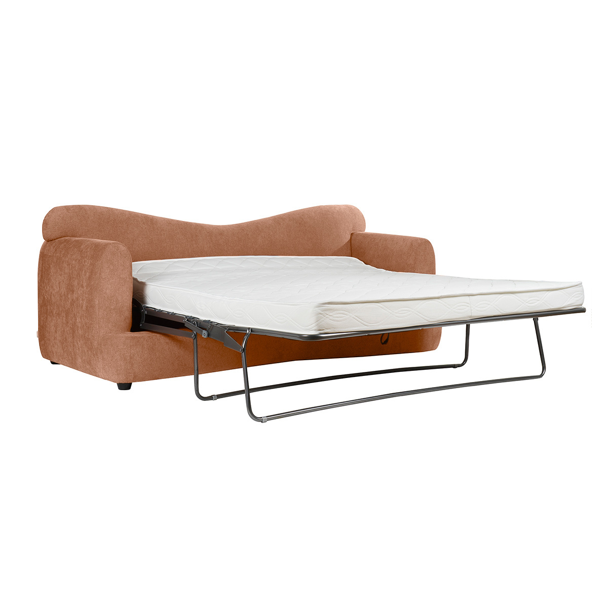 Canapé convertible déhoussable 3-4 places design haricot en tissu effet velours SACHA terra cotta, MILIBOO