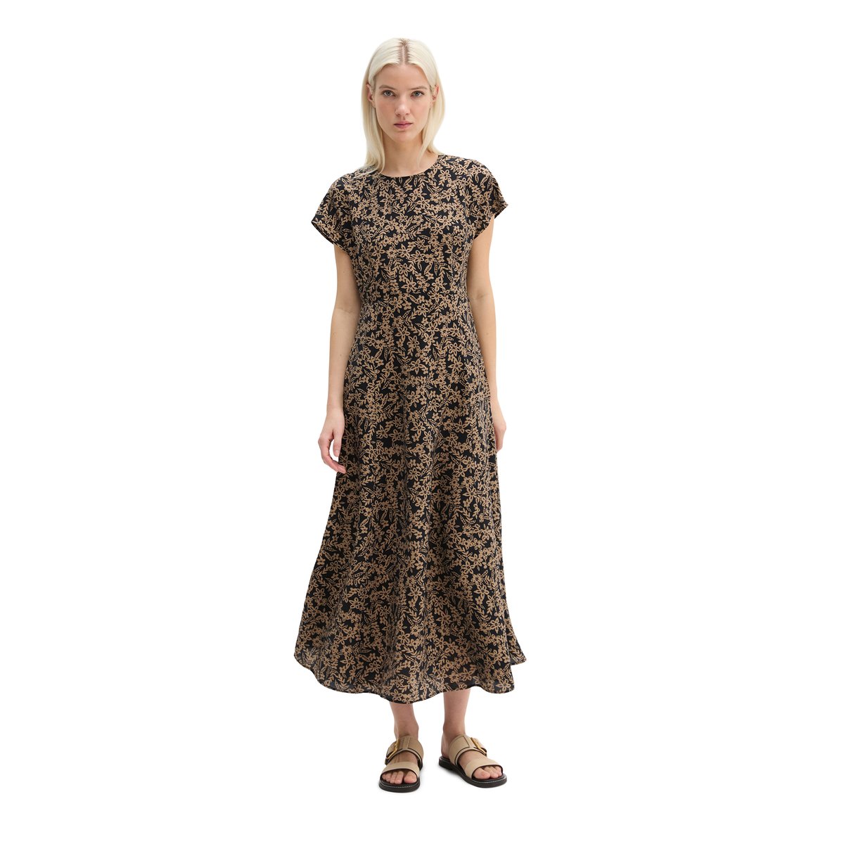 Robe crinkle shaped en mélange de viscose imprimée bleu foncé, MARC O'POLO