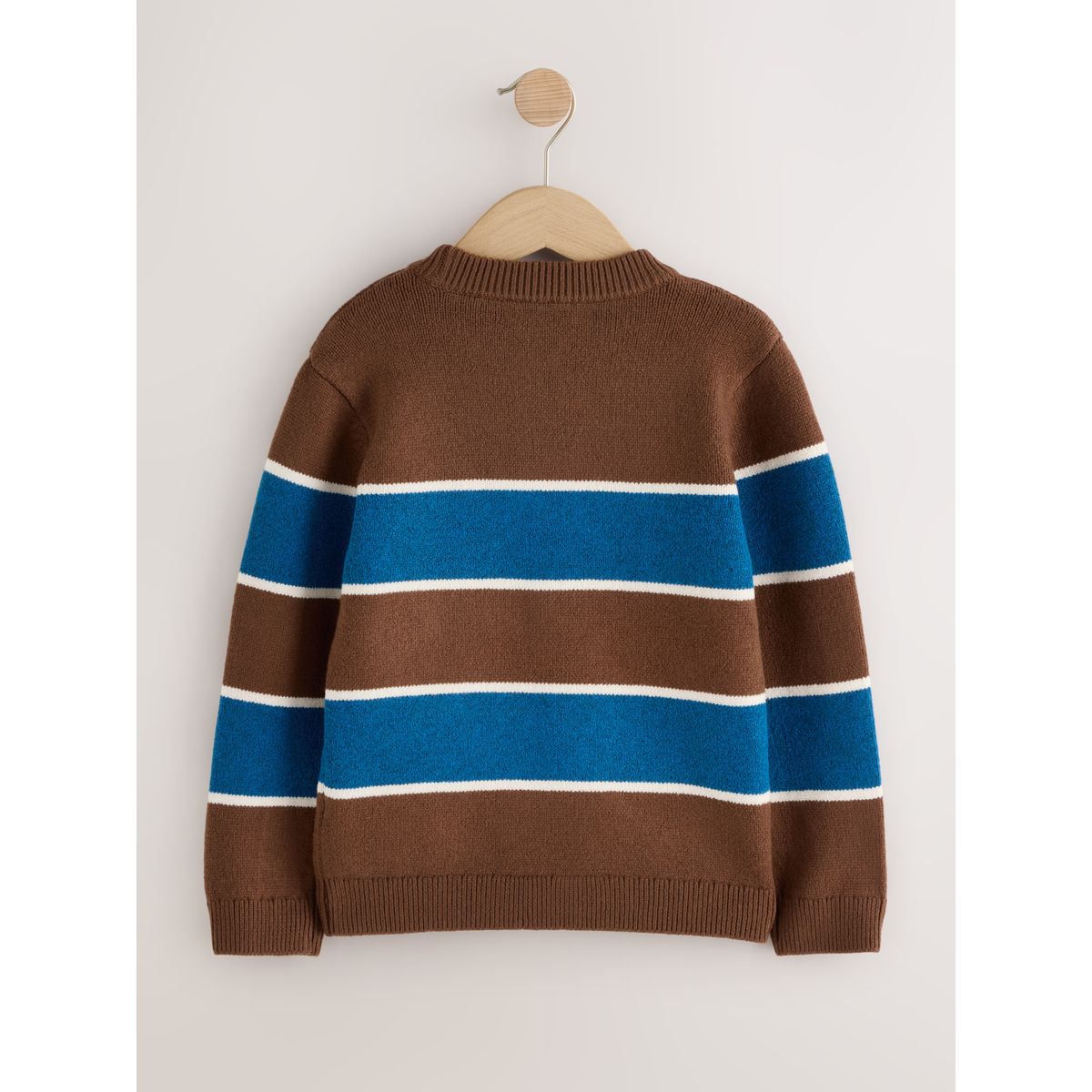 Pull ras du cou en maille à rayures bleu/marron, NEXT