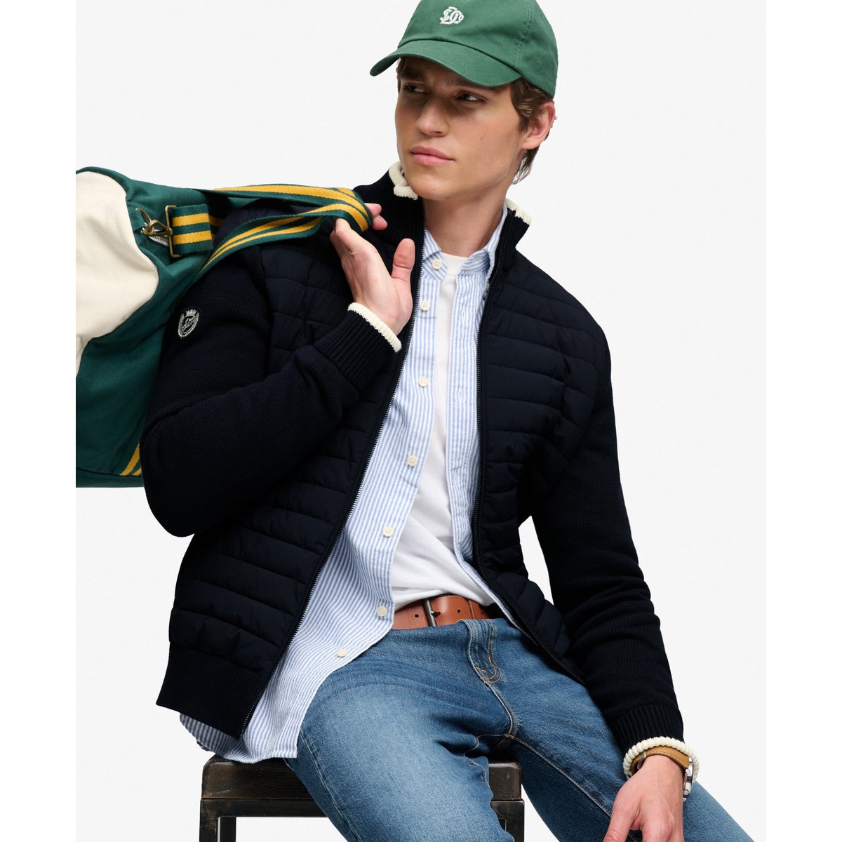 Veste Hybride Matelassée Droite bleu marine éclipse, SUPERDRY