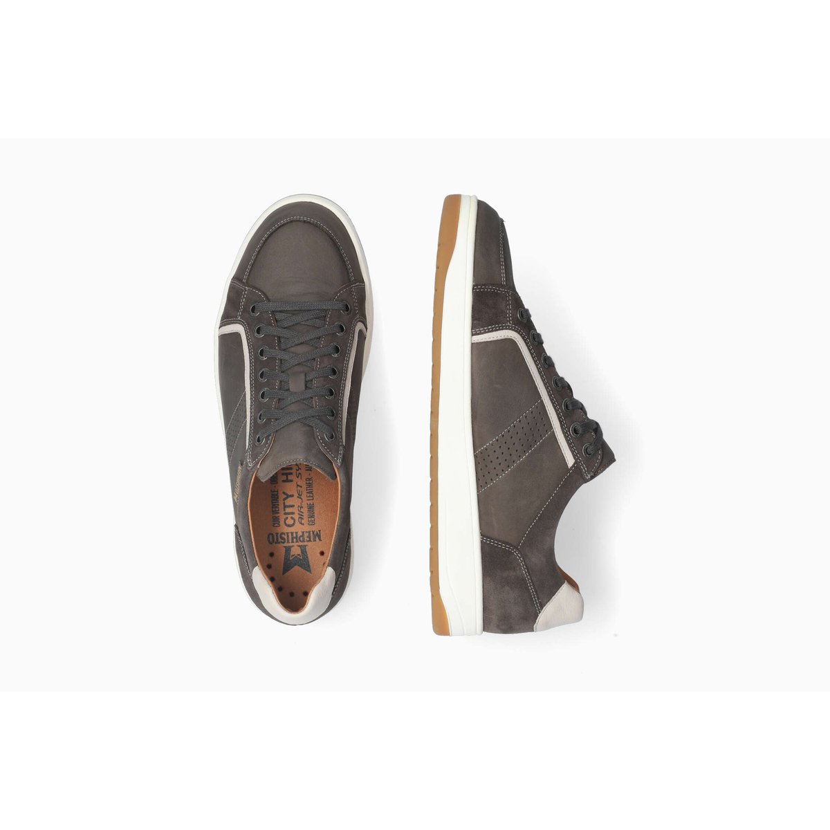 Baskets en cuir HARRISON gris 5136, MEPHISTO