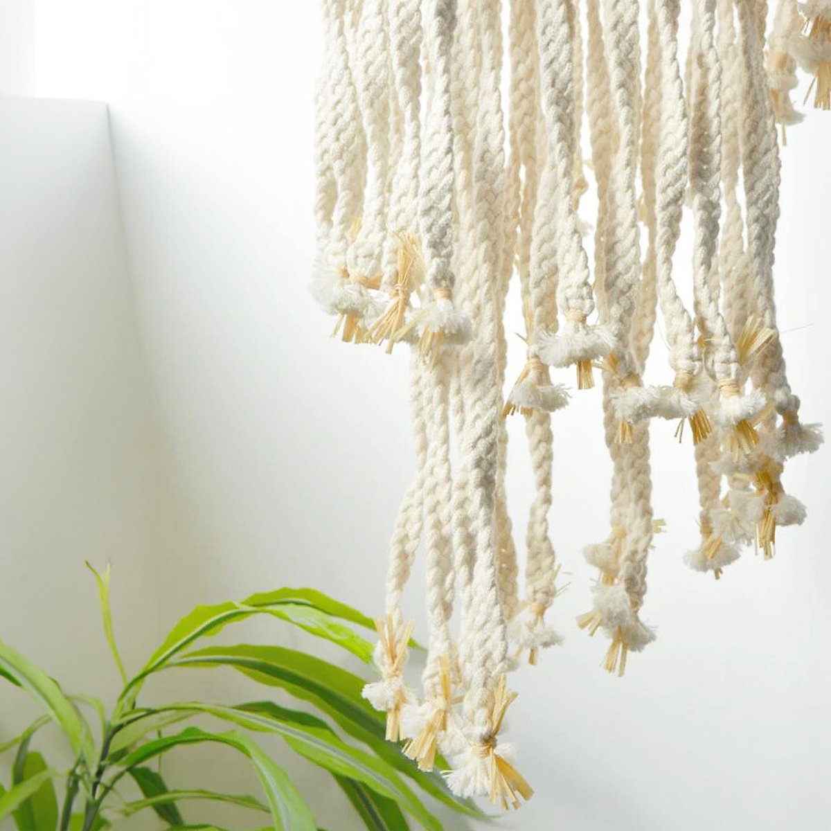 Abajur em macramé Espiral, MACRAMAR natural, MACRAMAR