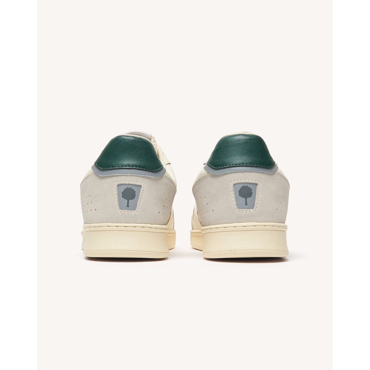 Baskets basses en cuir blanc et vert, FAGUO