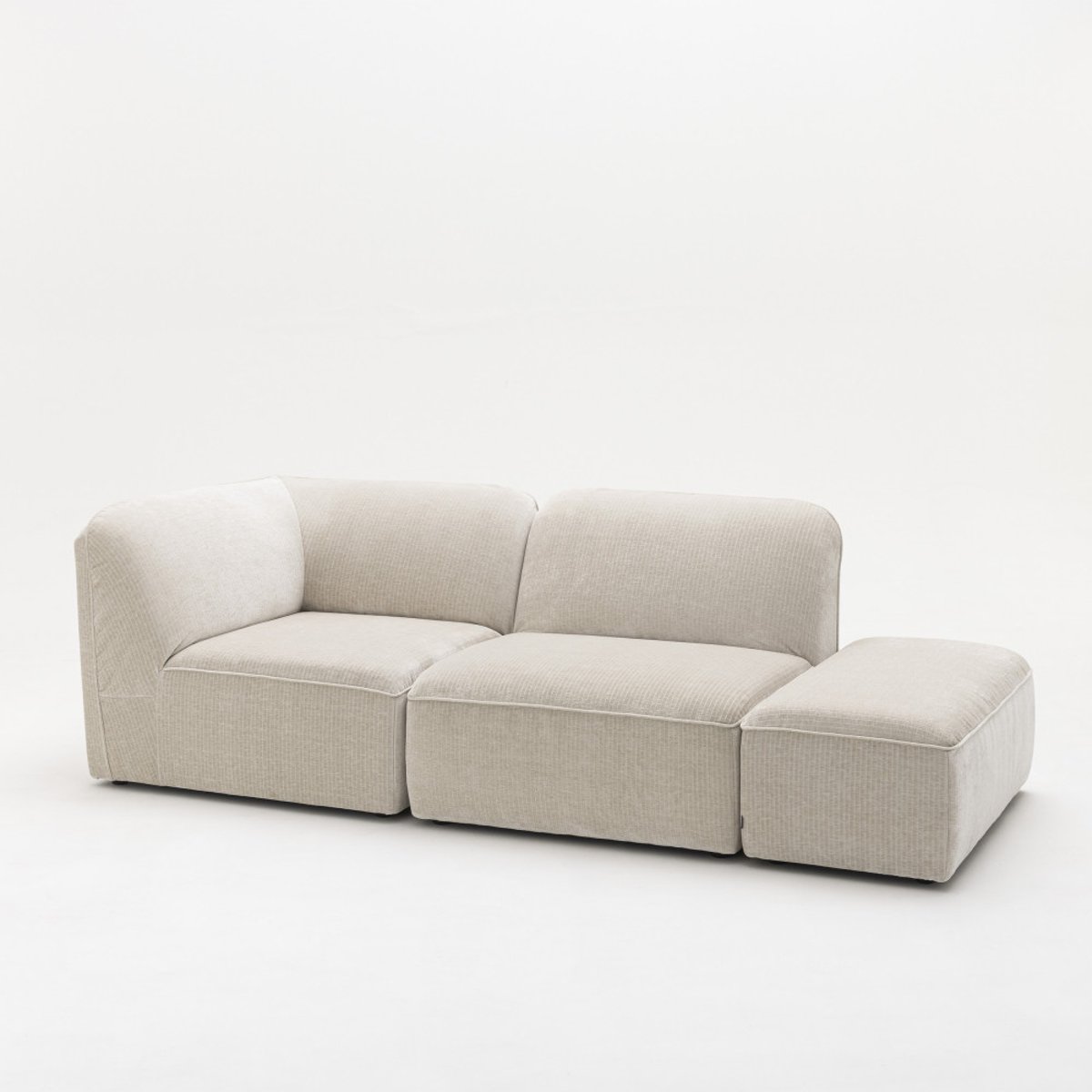 Pouf pour canapé modulable en velours côtelé - NOOR écru, DRAWER