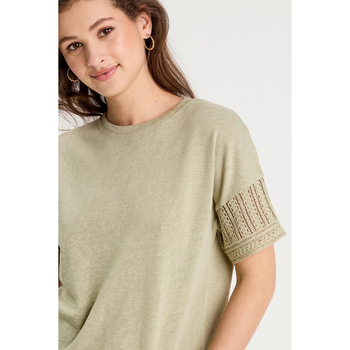 T-shirt manches courtes vert kaki, CACHE CACHE