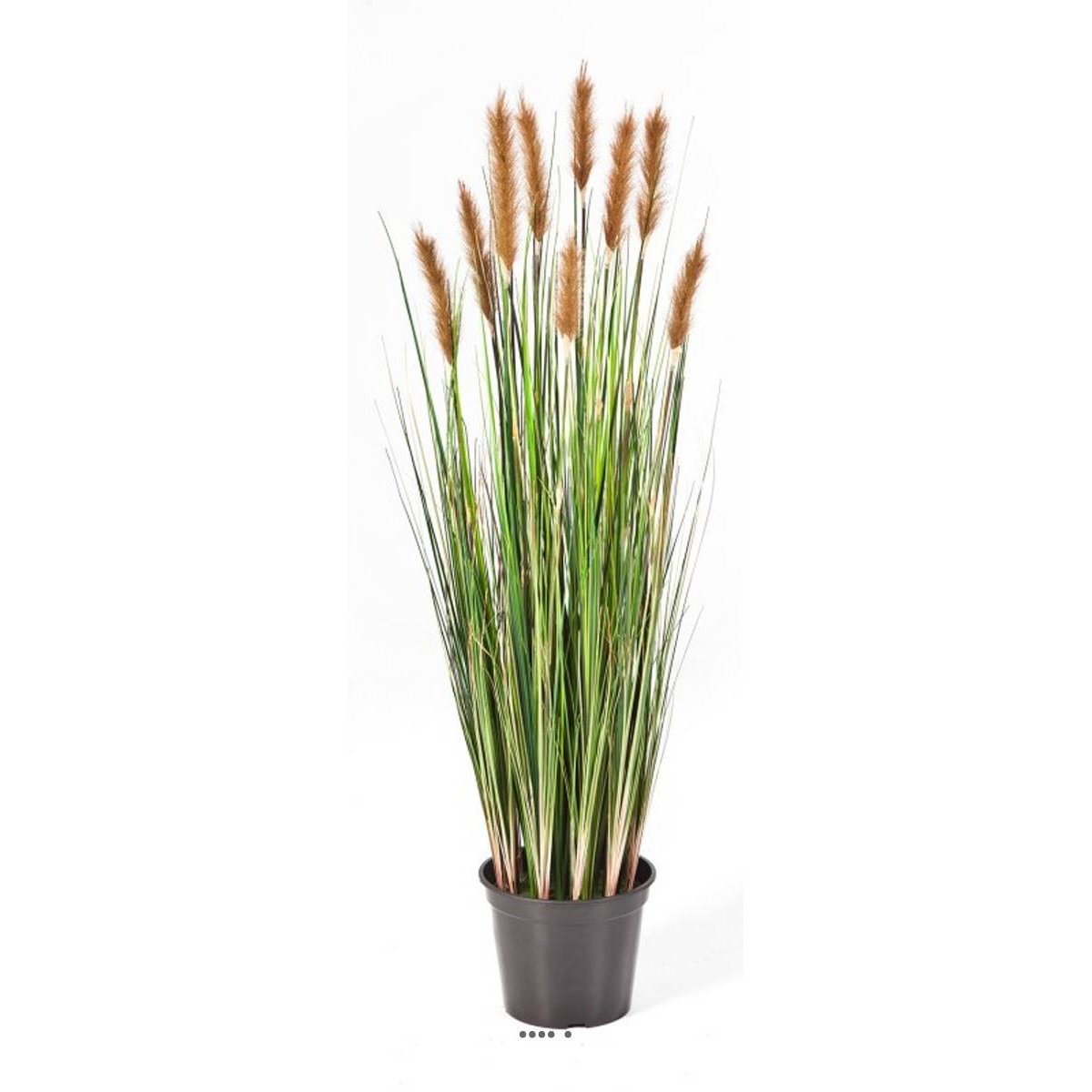 Graminée artificielle Marron H 90 cm 478 tiges 9 pompons en pot caramel, ARTIFICIELLES