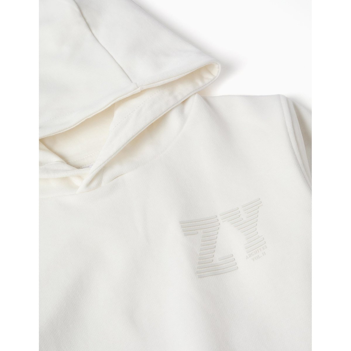 Sweat à capuche avec broderie en bouclettes ZY blanc, ZIPPY