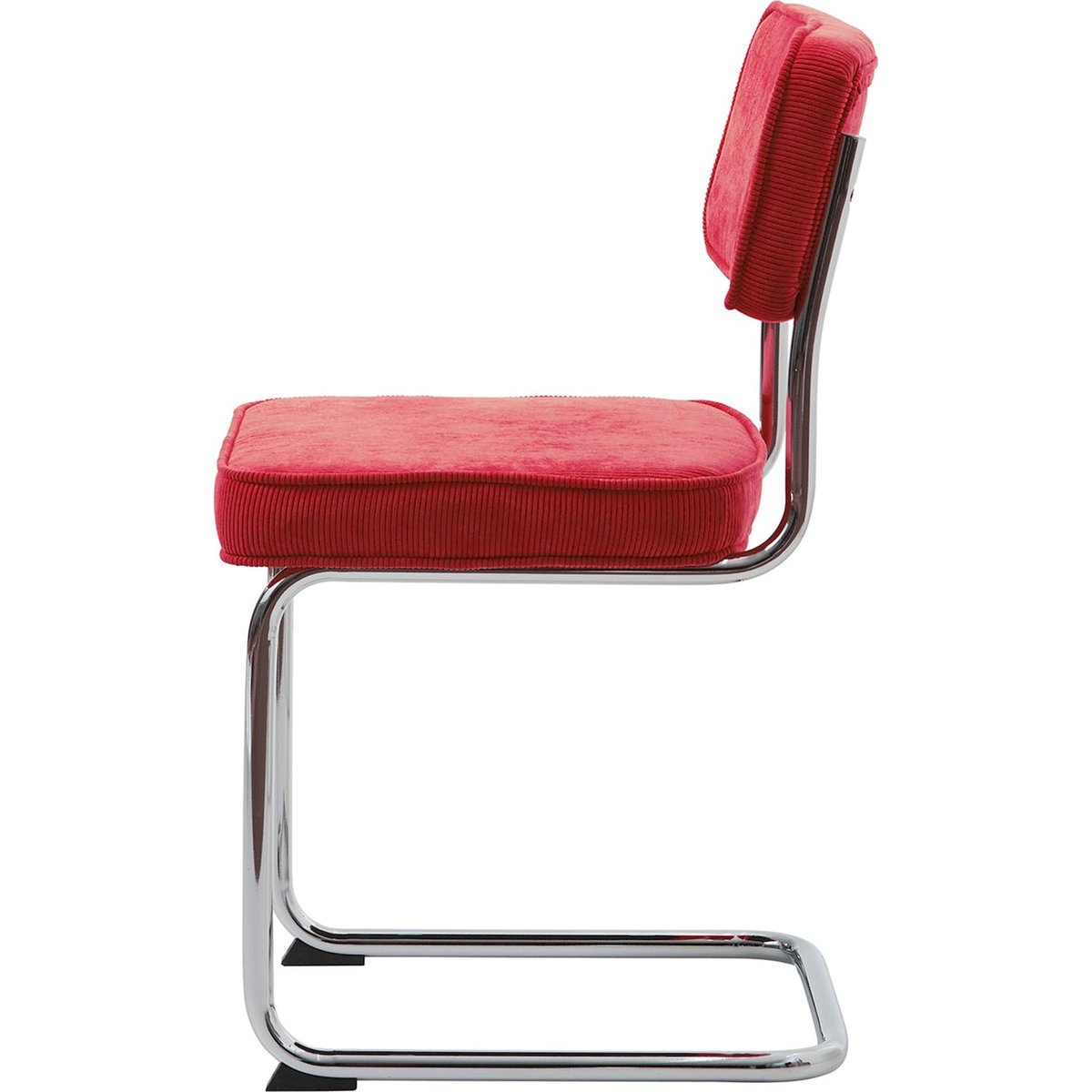 Chaise tapissée design bauhaus DESSAUS rouge côtelé, RECOLLECTION