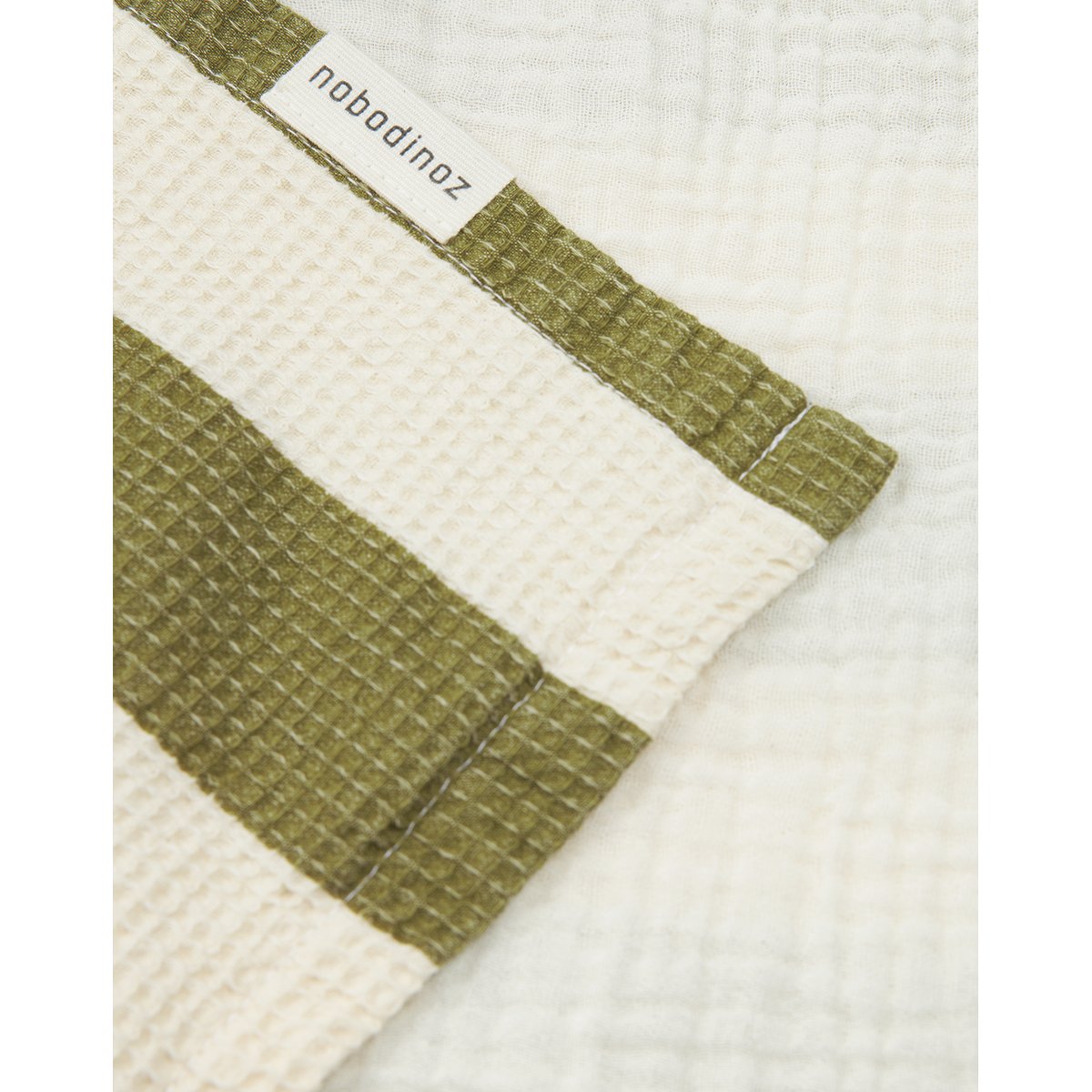 Poncho de plage 3-6Y doublure en gaze de coton PORTOFINO rayures gaufrées pistache, NOBODINOZ