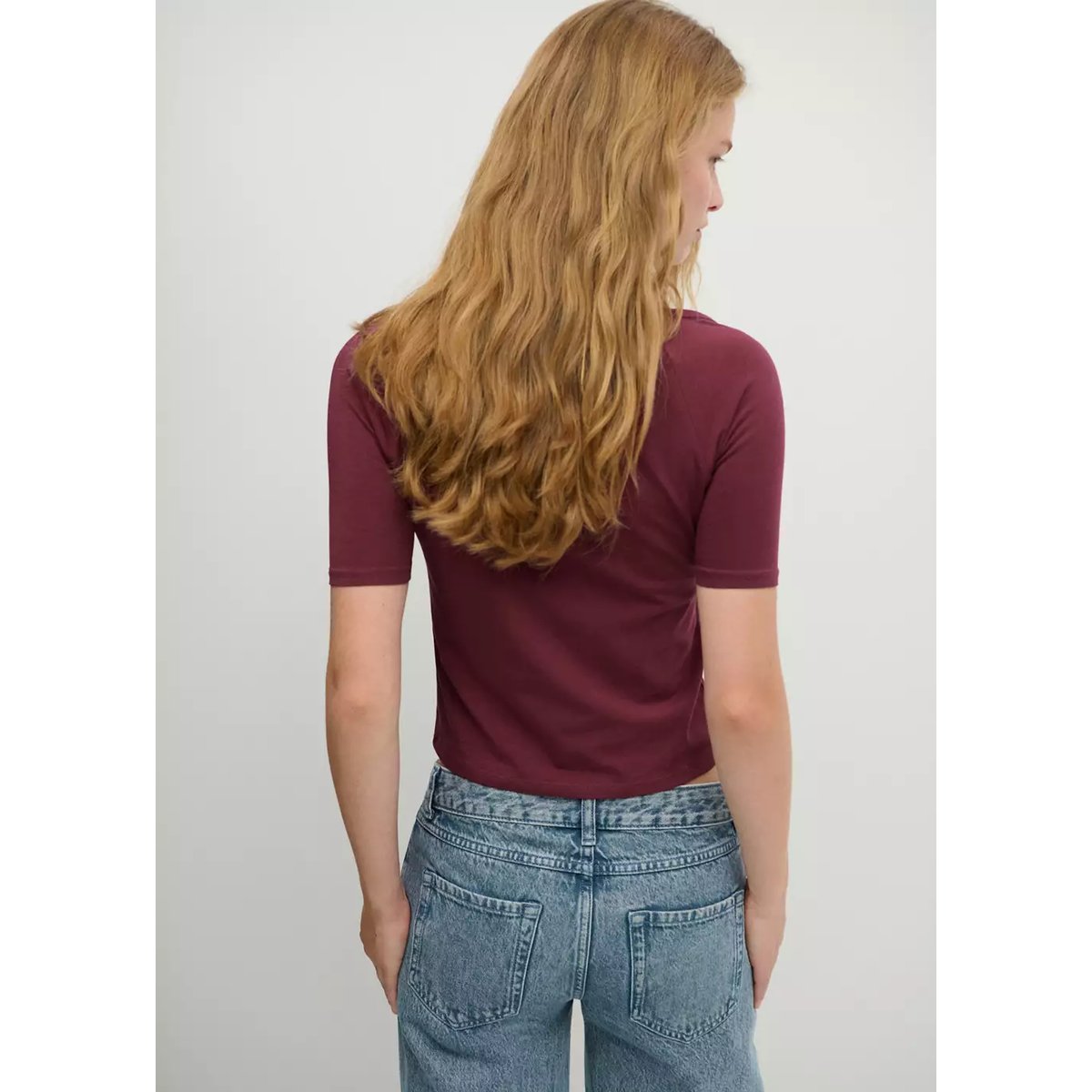 T-shirt détail clous bordeaux, MANGO TEEN