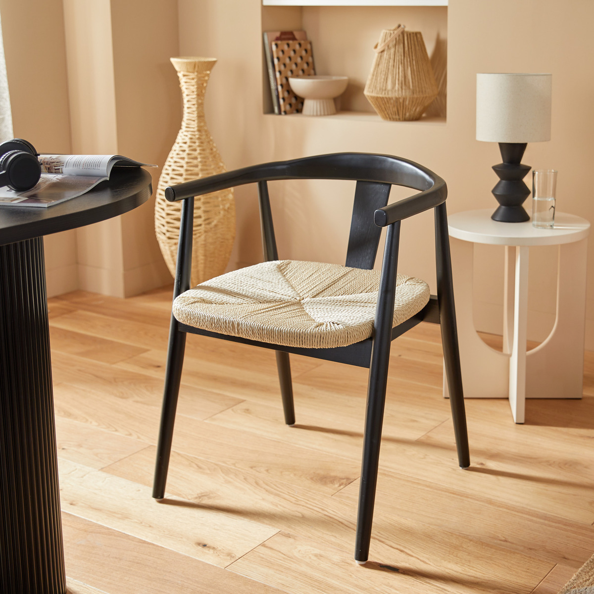 Fauteuil à dîner YAMATO noir, ATMOSPHERA