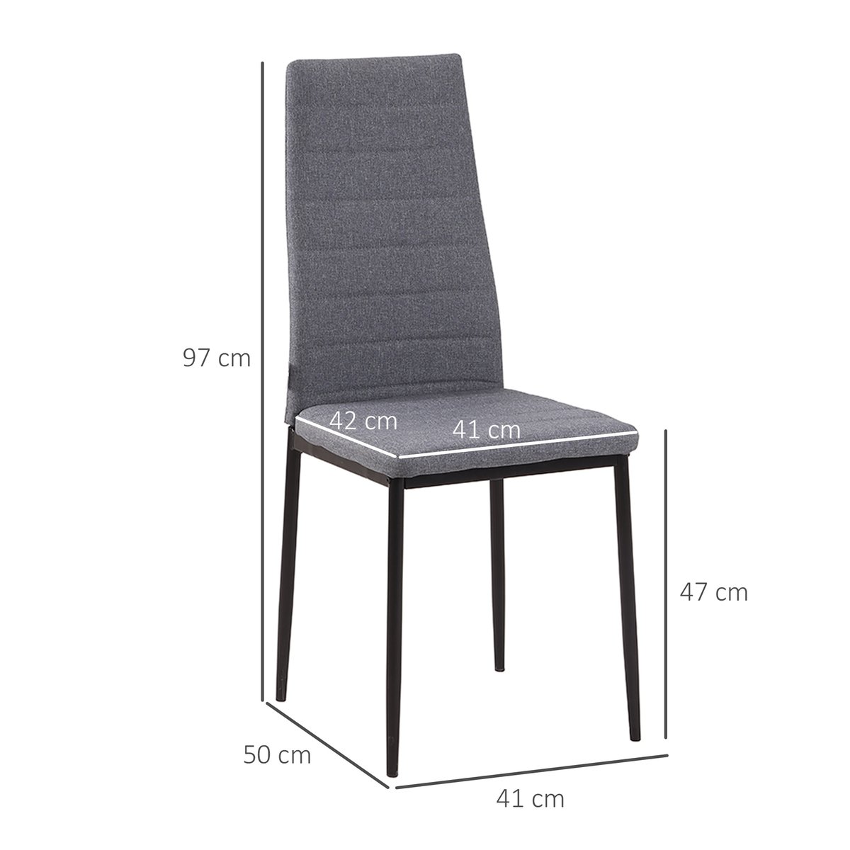 Chaise de salle à manger Lin (100% polyester) gris, HOMCOM