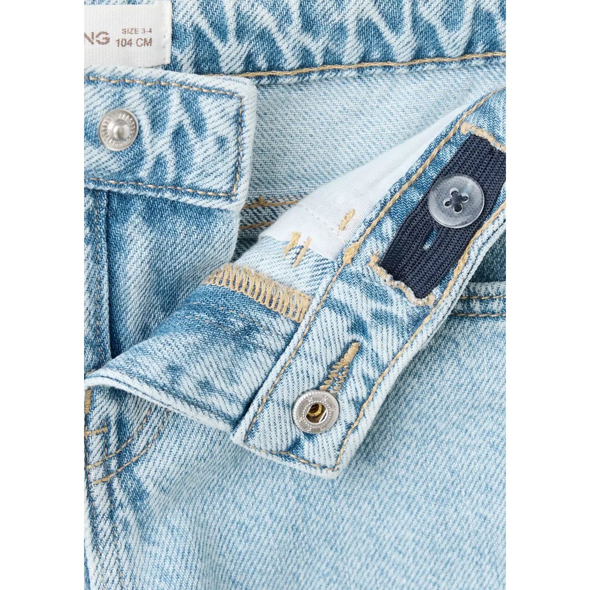 Jean droit à étoiles en strass bleu clair, MANGO BABY