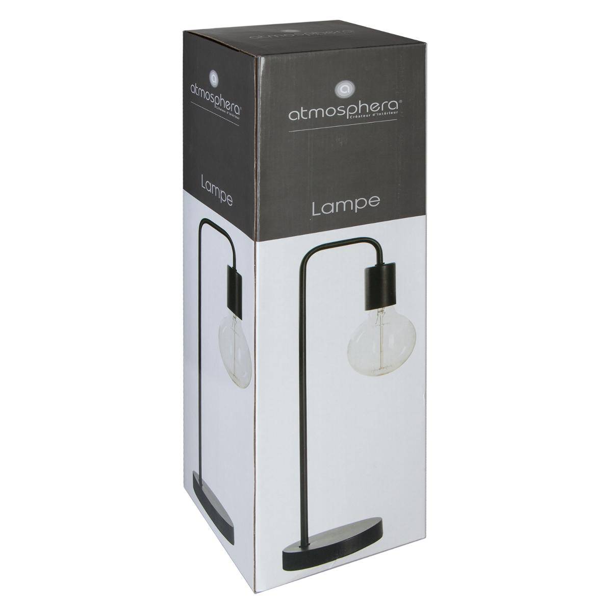 Lampe à poser métal sans abat-jour finition dorée KELI noir, ATMOSPHERA