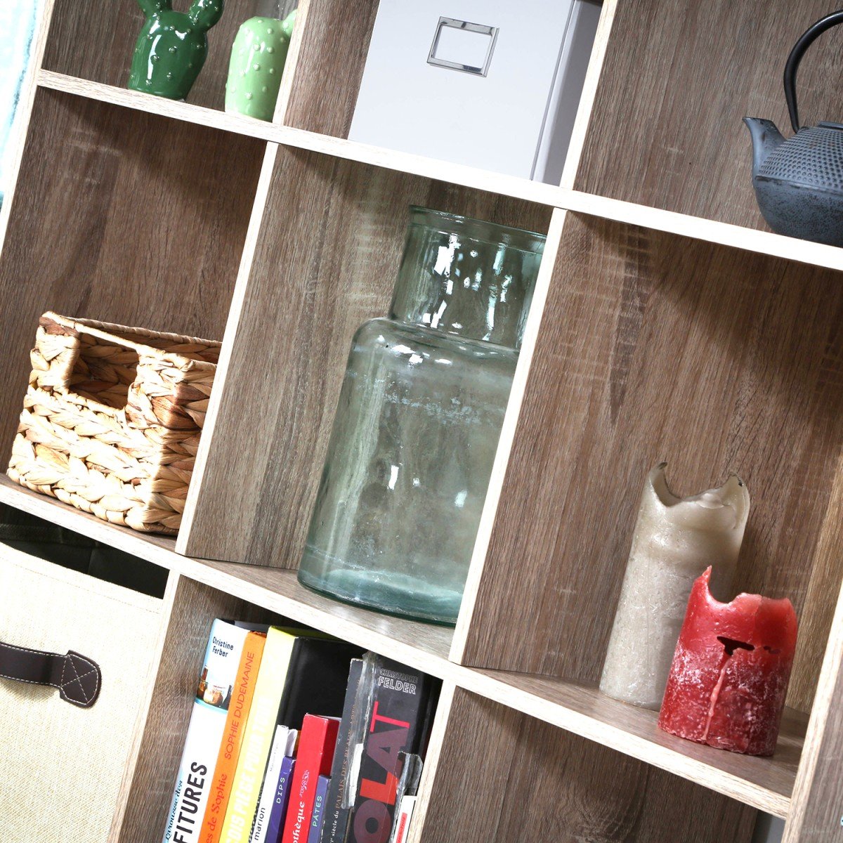 Etagère de Rangement 12 Cases L93 cm - COMPO bois clair, CALICOSY