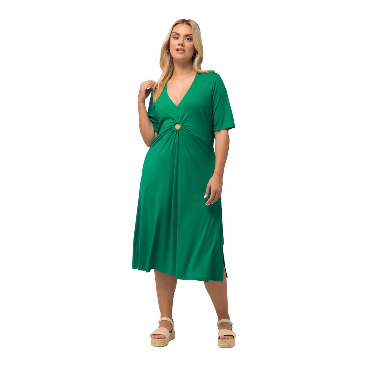 Robe midi en jersey, ligne A émeraude, ULLA POPKEN