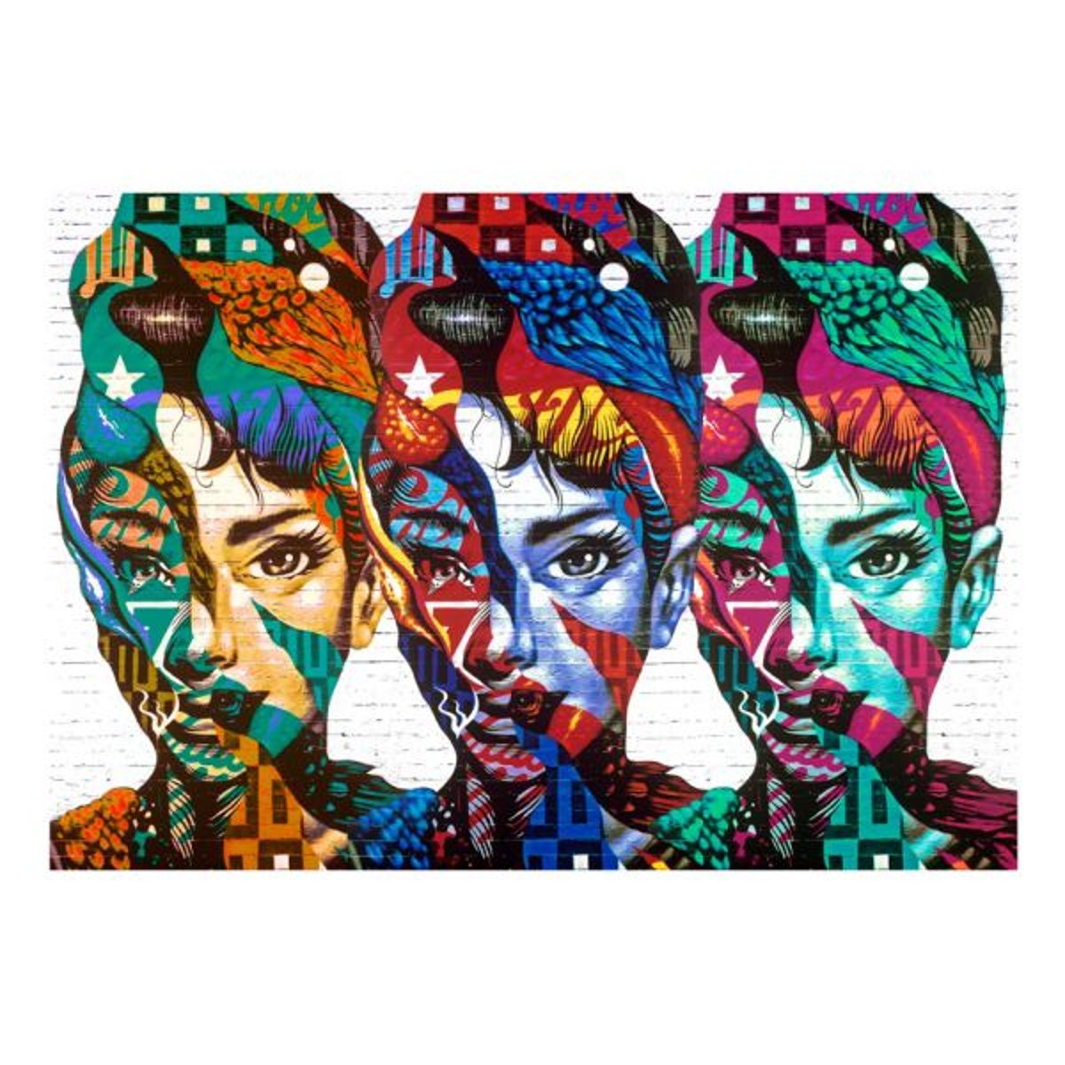 Papier peint intissé panoramique Personnes Colorful Faces vert, EDEN
