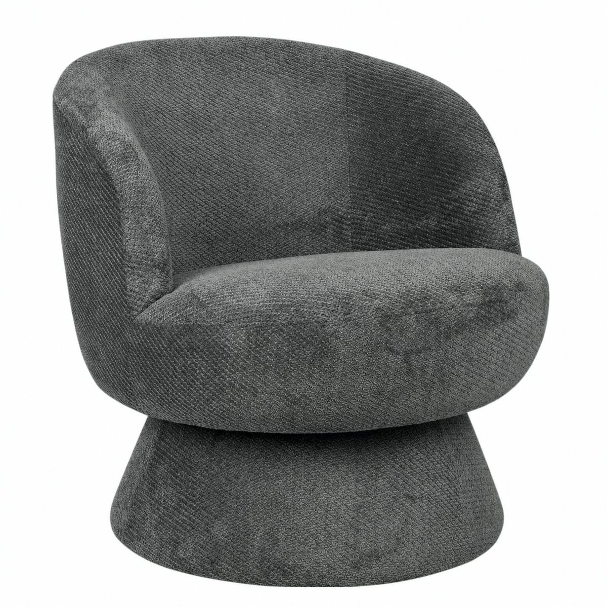Fauteuil pivotant rétro tissu chenille IENA gris, PIER IMPORT