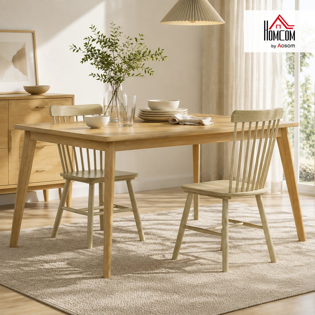 Chaise de salle à manger Bois d'hévéa Bois bois naturel, HOMCOM