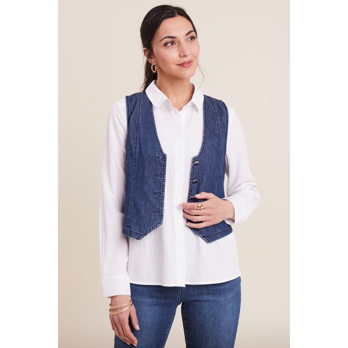 Veston sans manches jean denim double stone, BREAL