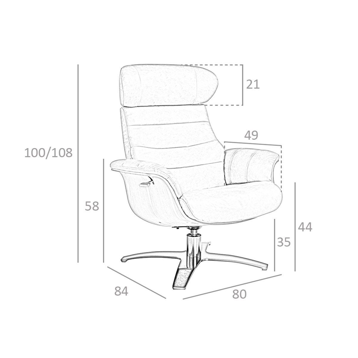 Fauteuil pivotant en cuir brun | gris anthracite, ANGEL CERDA