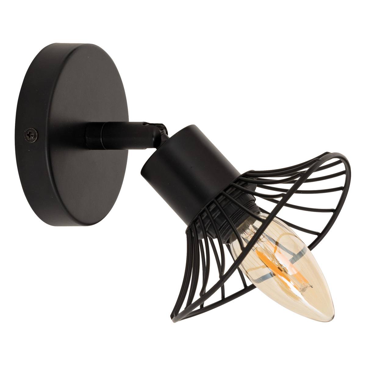 Applique murale spot orientable en métal filaire ADELIA noir, ATMOSPHERA