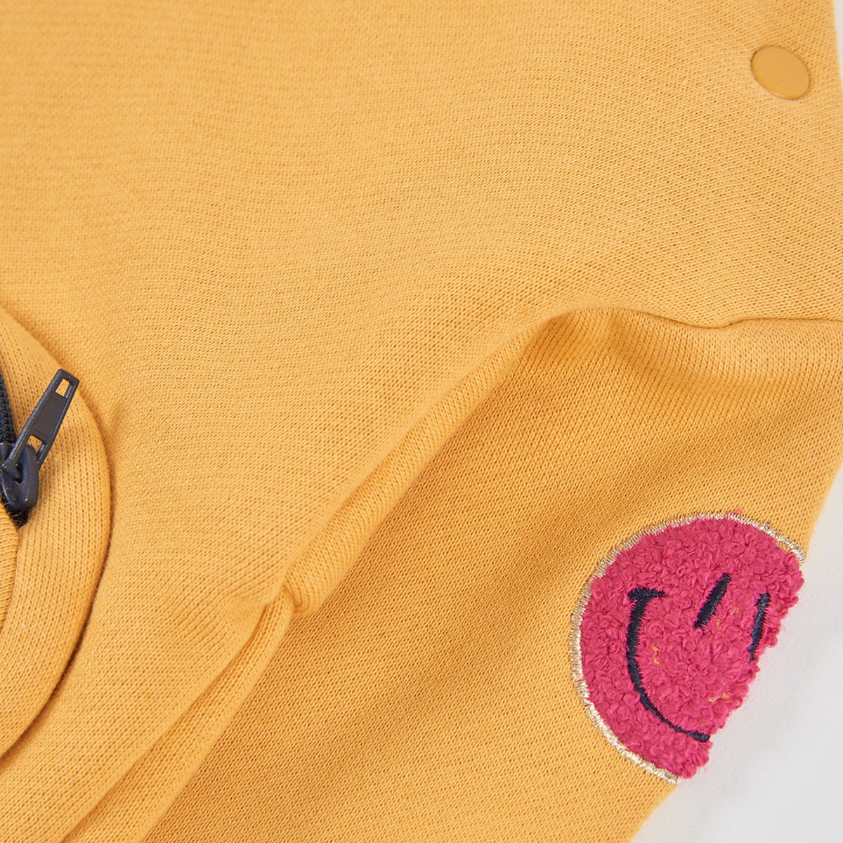 Robe en molleton avec patches d'émoticones jaune, BOBOLI