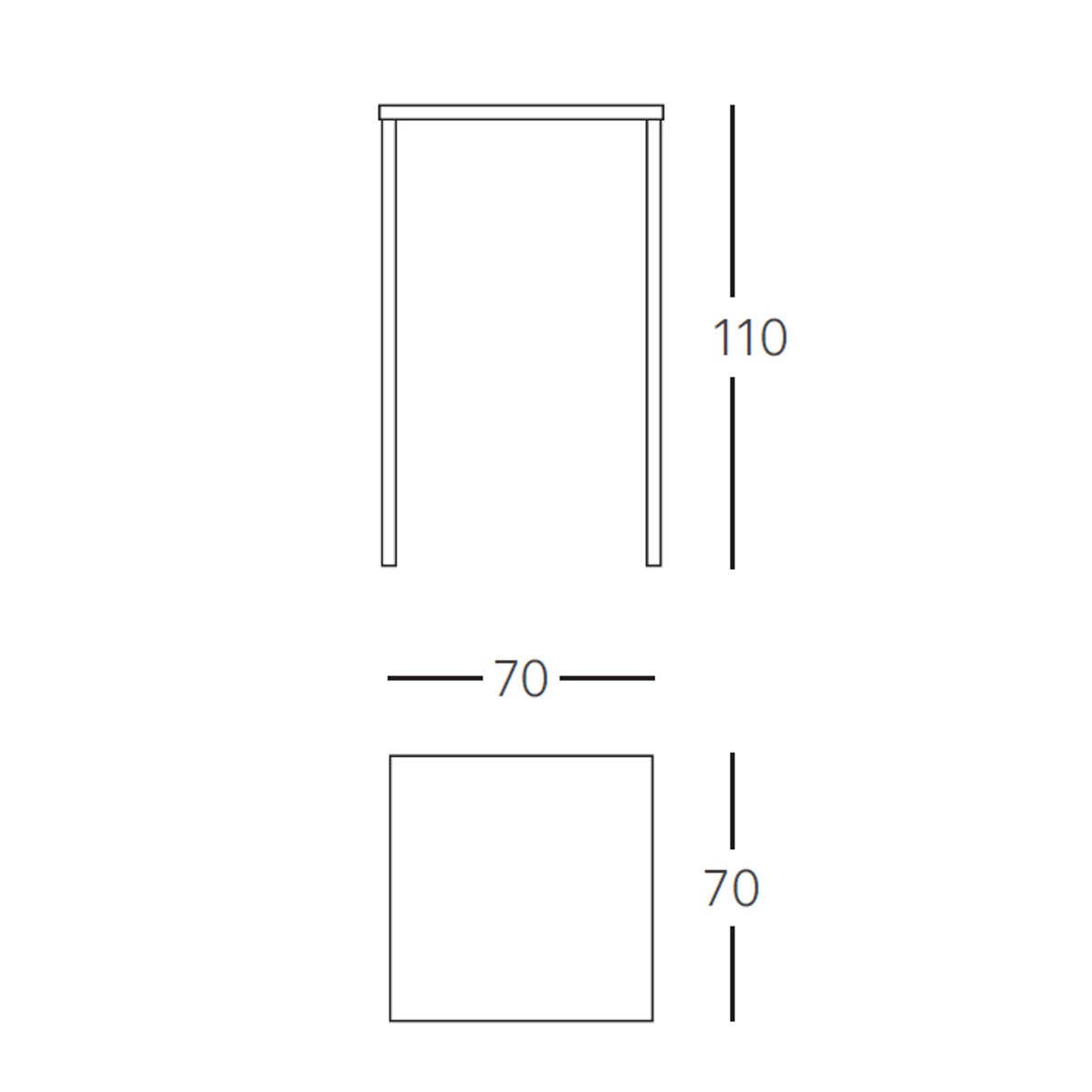 Table de jardin carré en métal, L.70 blanc, SCAB DESIGN
