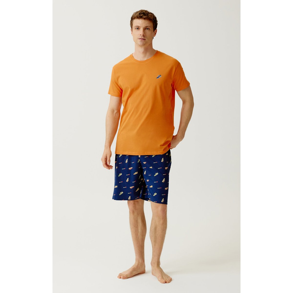 Pyjashort en coton imprimé Baskets marine, ARTHUR