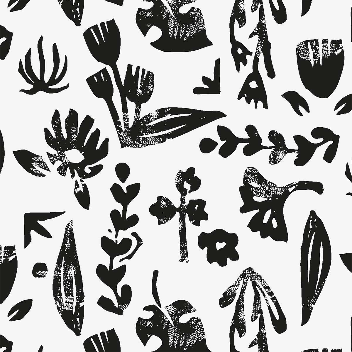Papier peint fleur noire intissé, HEXOA
