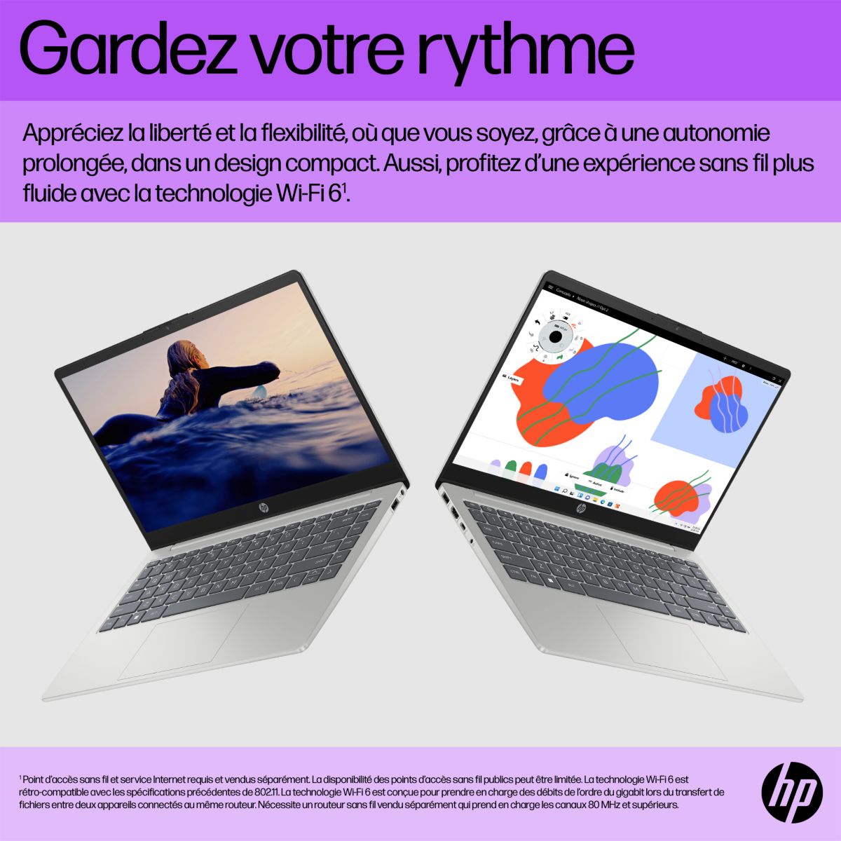 Ordinateur portable 14-em0042nf 14" AMD Ryzen 5 7520U 16 Go RAM DDR4 SSD 512 Go couleur unique, HP
