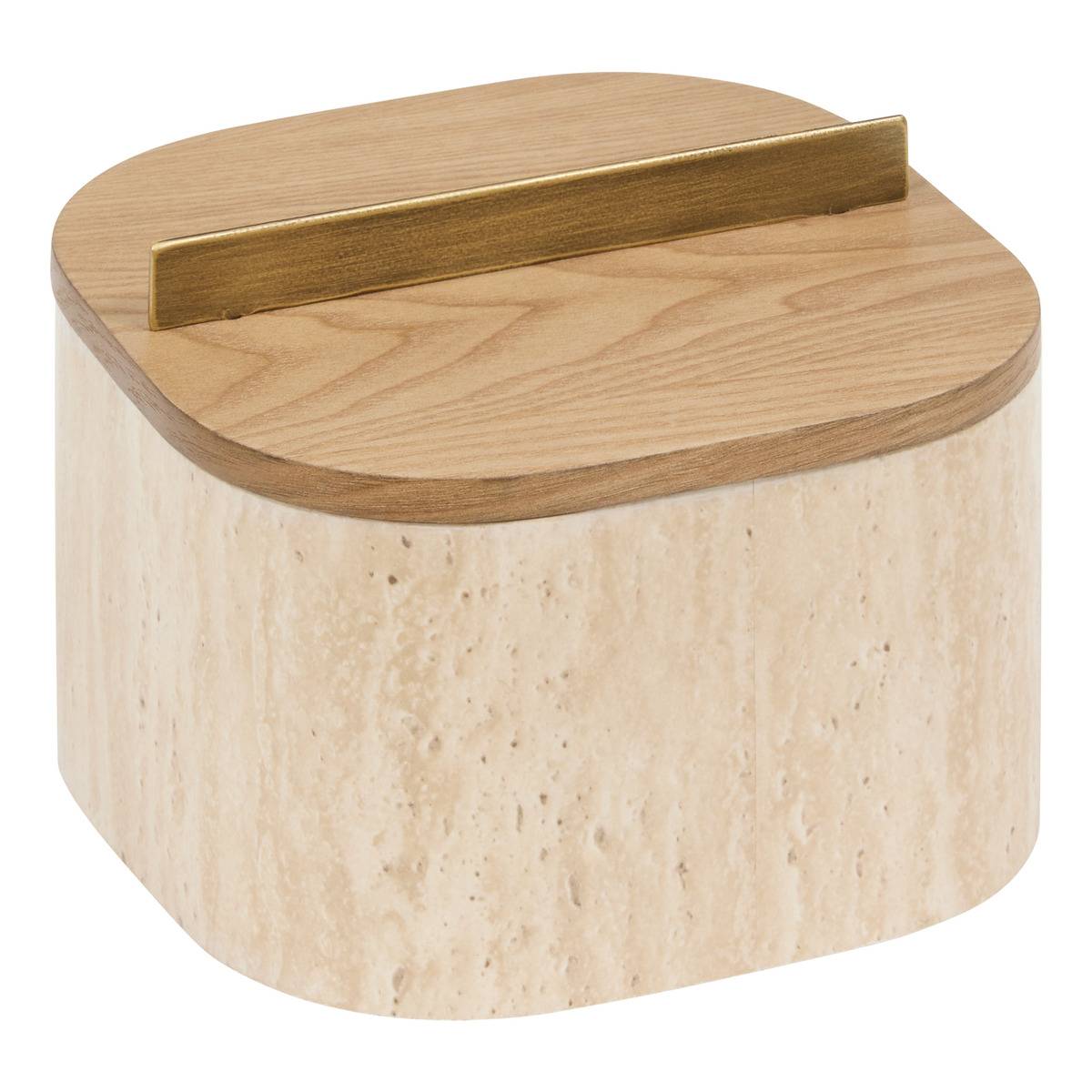 Lot de 2 boîtes déco L14/18cm ANAYA beige, ATMOSPHERA