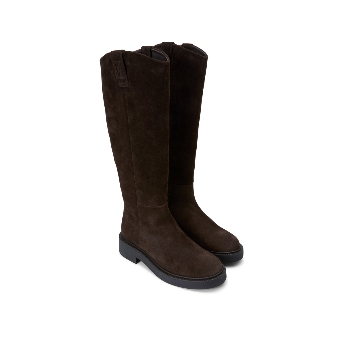 Bottes à tige haute, modèle Perla en cuir velours souple marron foncé, MARC O'POLO