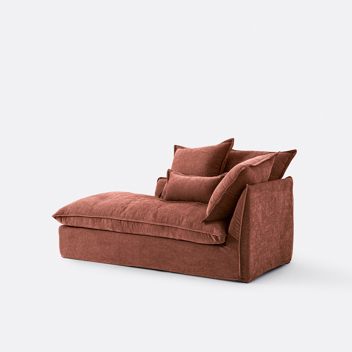 Méridienne gauche, déhoussable, en polyester chiné, ODNA brique rosé, LA REDOUTE INTERIEURS