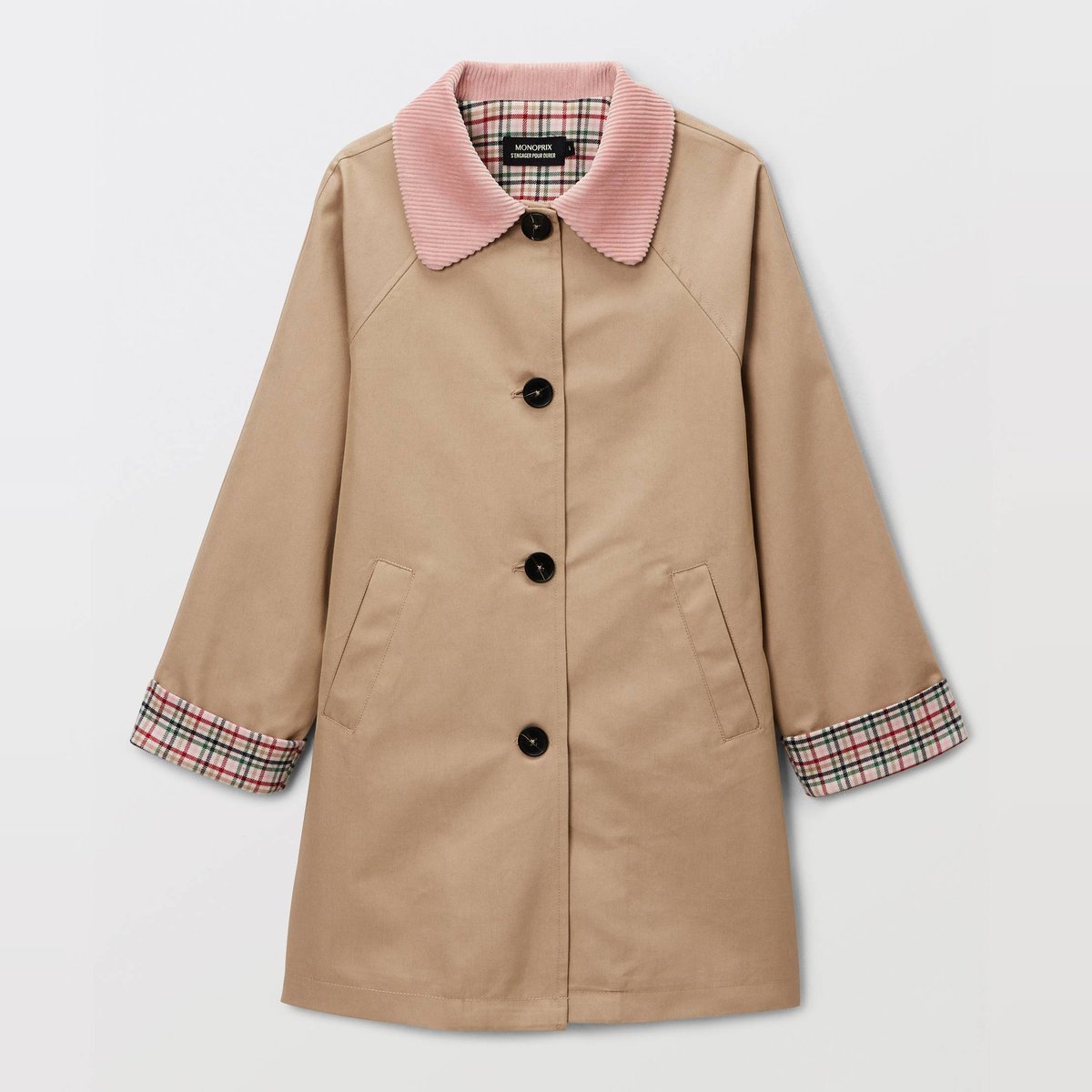 Trench col velours pleurote, MONOPRIX