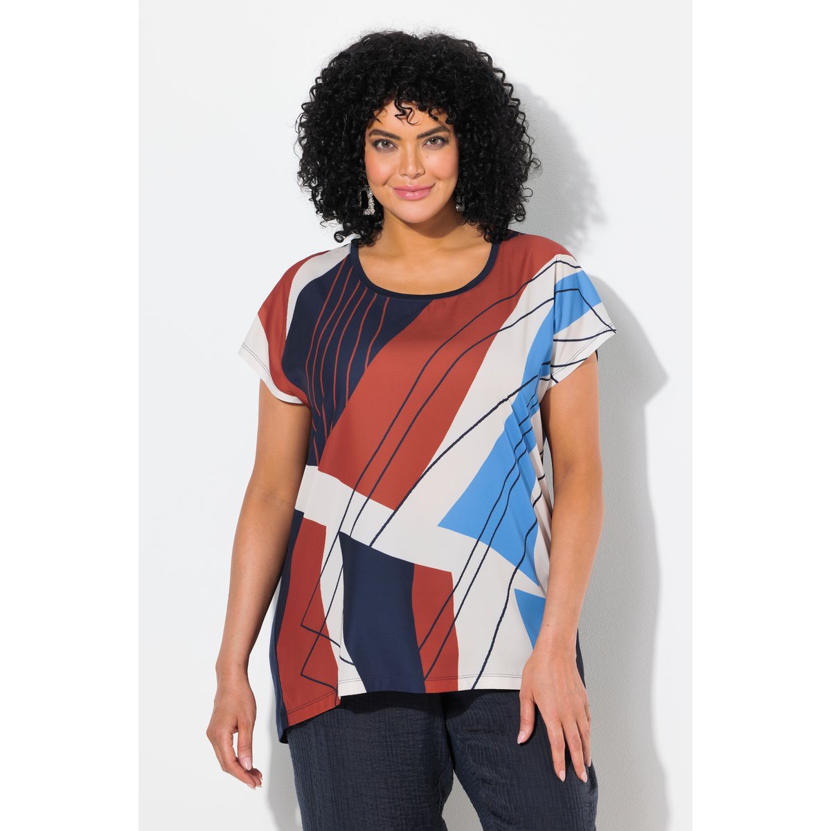T-shirt oversize. Encolure ronde et manches marine, ULLA POPKEN