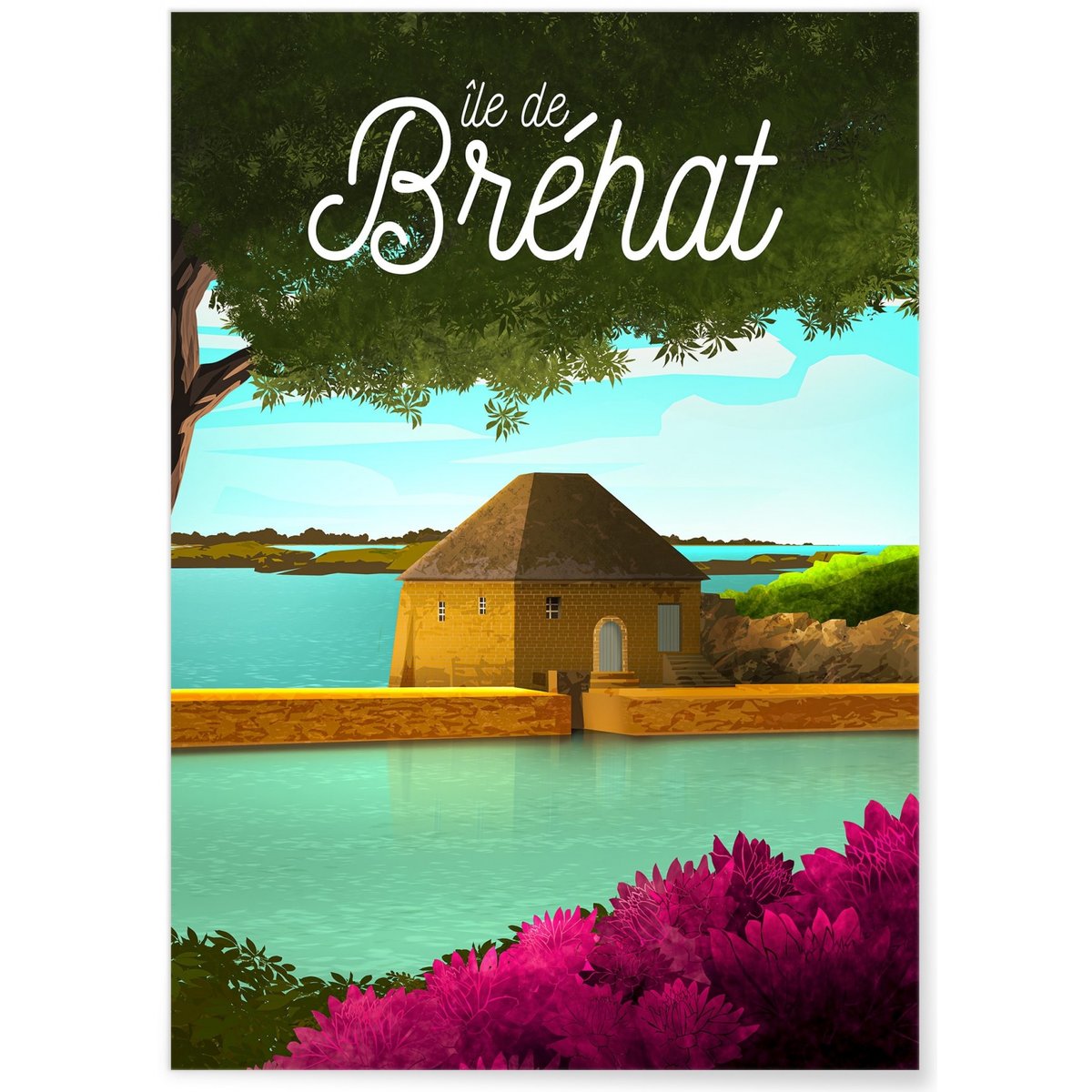 Affiche Île de Bréhat blanc, L'AFFICHERIE