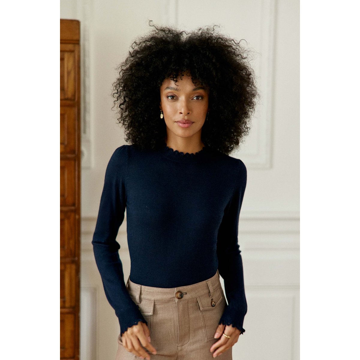 Pull col rond uni SOLFE 25-marine, LA PETITE ETOILE