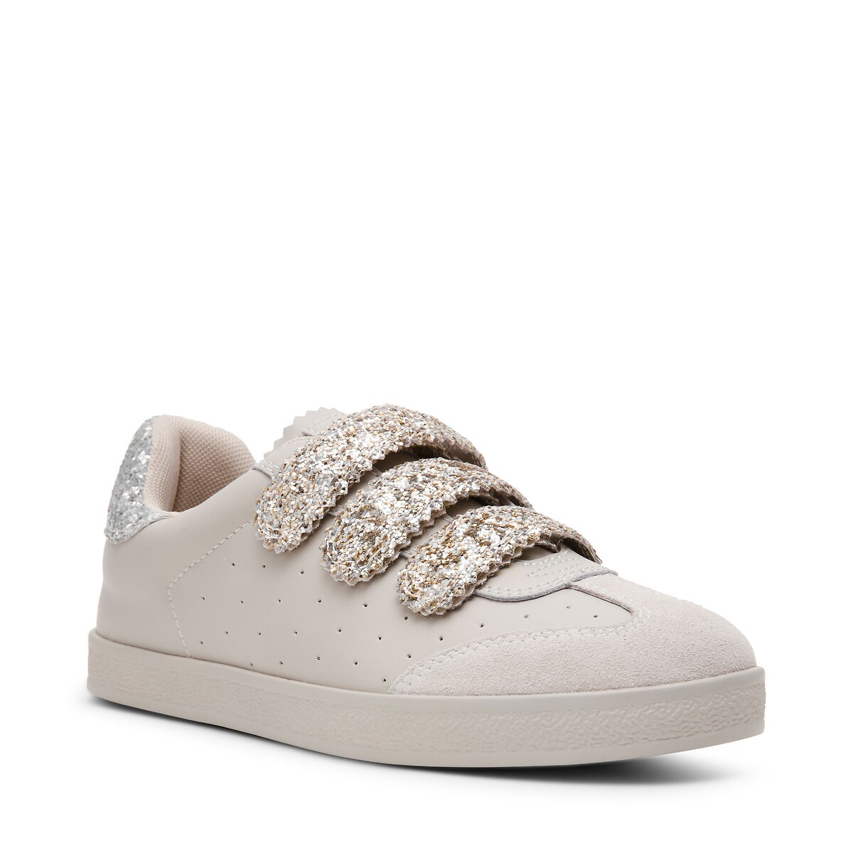 Sapatilhas com barra autoaderente, em pele, DAYBREAK branc/lantejoulas, STEVE MADDEN