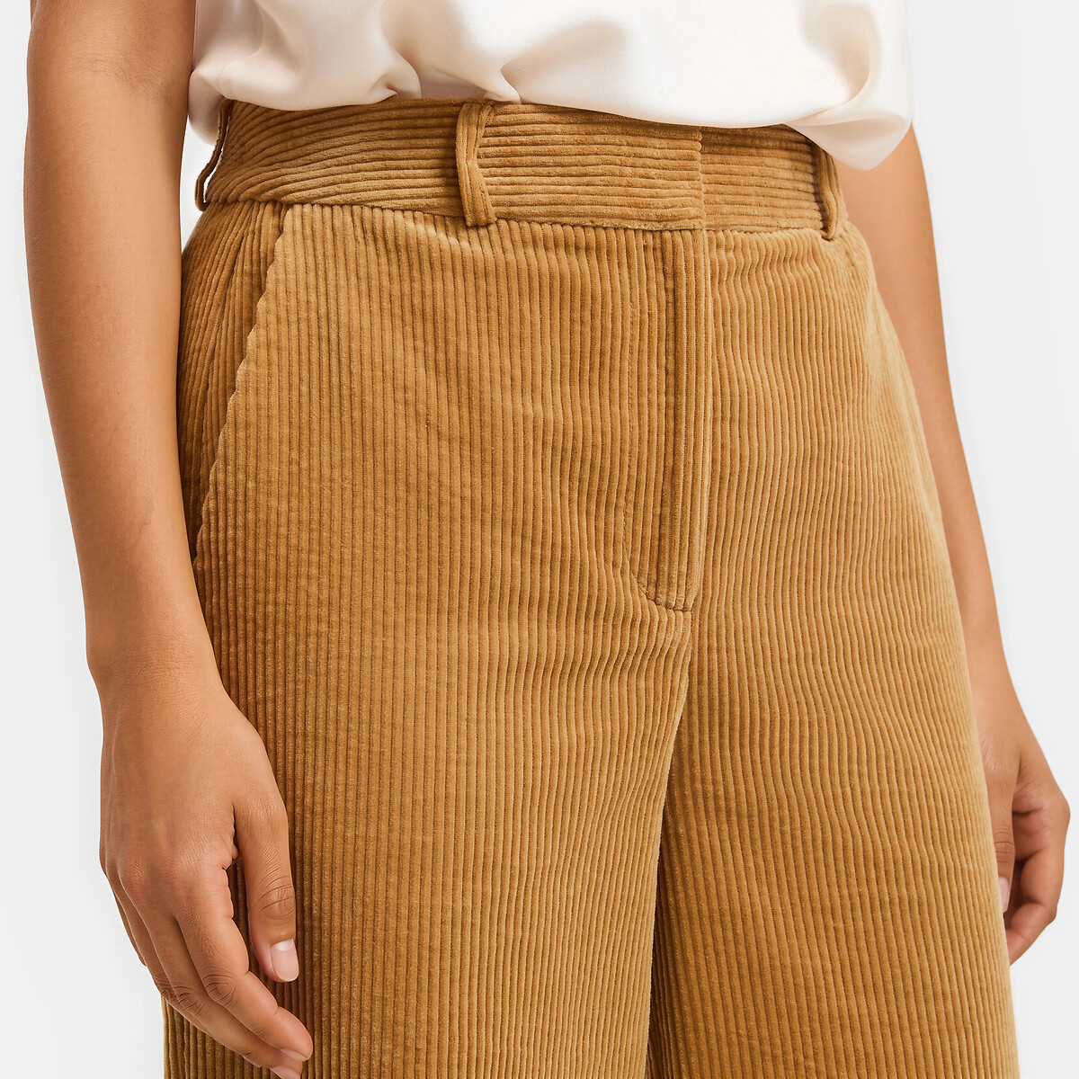 Pantalon large en velours côtelé beige, LA REDOUTE COLLECTIONS